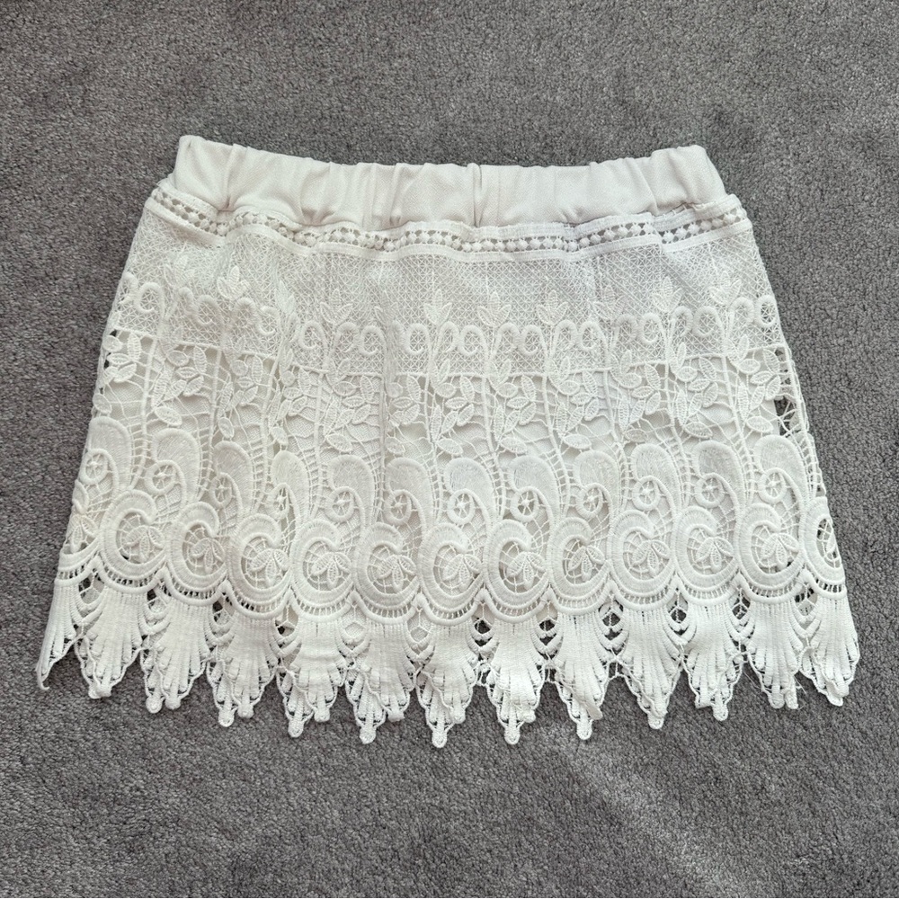 White Crotchet Lace Skort, built in shorts